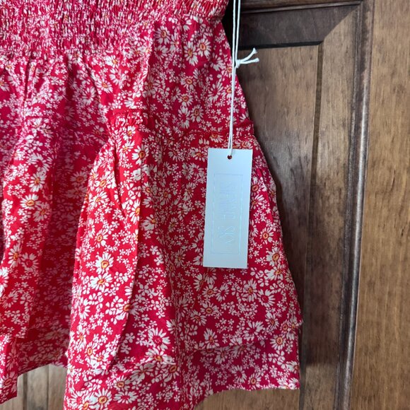 NWT Sienna Sky Red w/White & Yellow Flowers Skirt w/Hidden Red Shorts Large - Picture 4 of 8